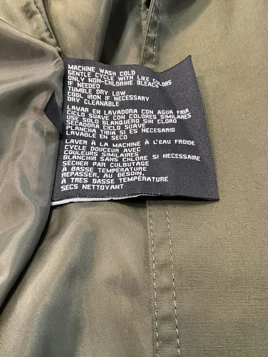 Guess Belted Trench Jacket Olive Green Cotton Blend Size M - Picture 6 of 13